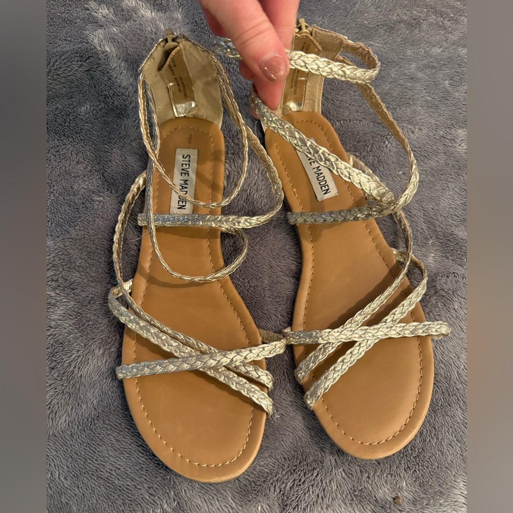 Steve Madden Women's Gold Gladiator-style Braided Sandals